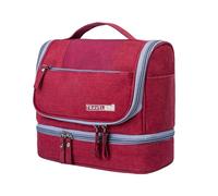 Bolsa cosmética, bolsa de maquillaje, resistente al agua, multibolsillo, diseño de Toiletry con gancho para mujer, viaje o uso en casa, 9,06 x 4,72 x 8,27 pulgadas, 600d Oxford Cloth Material, Wine