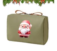 Bolsa cosmética de Navidad | Santa Claus - Bolsa de cosméticos impermeable de Navidad - Para mujeres adolescentes niñas aeropuerto viaje vacaciones lápiz labial espejo cosmético, Verde militar., ver
