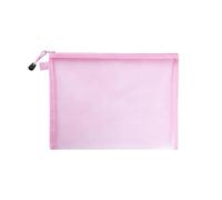 Bolsa Cremallera Carpetas de archivos transparentes, bolsa almacenamiento malla nailon, práctica cremallera, material papelería for exámenes estudiantes(A4 pink)