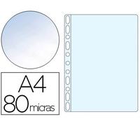 Funda multitaladro q-connect din a4 80 mc cristal bolsa de 10 unidades