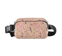 Bolsa cruzada abstracta con formas de piel de guepardo y leopardo, para mujeres y hombres, para ir de compras, deportes, trabajo, Planta floral rosa con fondo fresco pequeño, 1 Size