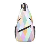 Bolsa cruzada colorida con arte geométrico para mujeres y hombres, mochila bandolera de arco iris, ligera, resistente al agua, para viajes, senderismo