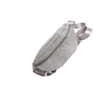Bolsa cruzada con diamantes de imitación brillantes, correa ajustable, soporte compacto para teléfono, práctico estilo callejero, riñonera compacta para teléfono, Silver, Mass Beauty