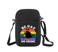 Bolsa cruzada con diseño de bandera del arco iris del orgullo LGBT Be Gay Do Crime Cat LGBTQ regalo gay gato bolsa de hombro, Be Gay Cat B UK