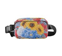 Bolsa cruzada con diseño de flores de primavera, girasol, aciano, rojo, elegante, riñonera para mujeres y hombres, bolsa cruzada impermeable para pasaporte con correa ajustable para viajes,