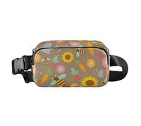 Bolsa cruzada con diseño de girasol, abeja, zanahoria, vegetales, a la moda, para hombres y mujeres, pequeña bolsa cruzada con correa ajustable para ciclismo, senderismo, gimnasio, Linda granja de