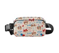 Bolsa cruzada con diseño de perros felices de dibujos animados para hombres y mujeres, mini bolsa de pecho con correa ajustable para viajes, compras, correr