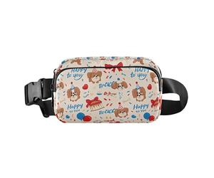 Bolsa cruzada con diseño de perros felices de dibujos animados para hombres y mujeres, mini bolsa de pecho con correa ajustable para viajes, compras, correr