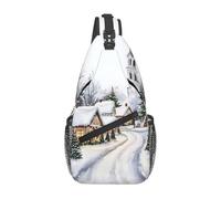 Bolsa cruzada con diseño de pueblo de Navidad, bolsa de hombro, riñonera, bolsa de viaje, senderismo, mochila para mujeres y hombres, Negro -, Talla única