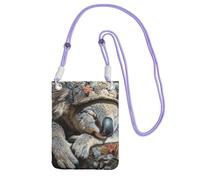 Bolsa cruzada con estampado de gorra de koala durmiendo para mujer, bolso de hombro, bolsa de viaje, mini bolsa de teléfono, cartera para teléfono, Púrpura, Talla única