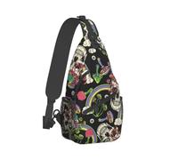 Bolsa cruzada con patrón psicodélico, diseño de calavera humana y arcoíris, unisex, para mujeres y hombres, mochilas de viaje