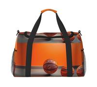 Bolsa cruzada de baloncesto con estampado naranja para mujeres y hombres, bolsa cruzada de fin de semana para yoga, viajes, Negro -, Talla única