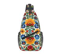 Bolsa cruzada de flores naranjas y azules para mujeres y hombres, mochila con correa floral de mandala, ligera, resistente al agua, para viajes y senderismo