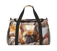 Bolsa cruzada de hombro con estampado de bulldog francés para mujeres y hombres, bolsa cruzada de fin de semana para yoga, viajes, imprescindible, Negro -, Talla única