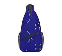 Bolsa cruzada de moda con diseño de bandera del estado de Alaska, correas ajustables en diagonal, alta capacidad, deporte, viajes, trabajo, uso diario, Black, Talla única