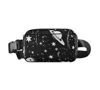 Bolsa cruzada de moda Star Dream en blanco y negro para hombres y mujeres, resistente al agua, bolsa cruzada antirrobo con correa ajustable para entrenamiento, correr, senderismo, Black and White Star
