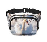 Bolsa cruzada de natación con estampado de cisnes blancos, bolsa de cintura de senderismo, bolsa de hombro cuadrada de doble capa para viajes y fitness