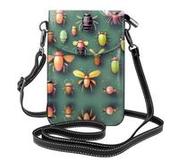 Bolsa cruzada de piel con estampado Atlas de insectos, funda con solapa, adecuada para viajes, senderismo, camping o uso diario.