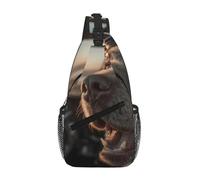 Bolsa cruzada de poliéster duradero con estampado único de cachorro volando un avión para desplazamientos y viajes