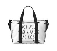 Bolsa cruzada de viaje con cremallera y estampado «Not All Who Wander are Lost», para viajes de fin de semana y compras al gimnasio, Black, Talla única, Bolsa de viaje