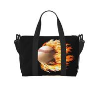 Bolsa cruzada de viaje con estampado de béisbol de fuego adecuada para viajes cortos y entrenamientos de gimnasio