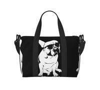 Bolsa cruzada de viaje con estampado de bulldog francés, adecuada para viajes cortos y entrenamientos de gimnasio