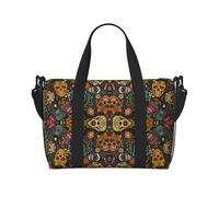 Bolsa cruzada de viaje para adultos, con calaveras de azúcar coloridas, ideal para viajes, camping, picnics