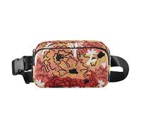 Bolsa cruzada impermeable con correa ajustable, bolsa deportiva de moda, diseño de clavel, flores y hojas, cepillo para garabatos, mujeres, hombres, adolescentes, para viajes, gimnasio, trabajo,