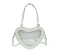 Bolsa cruzada japonesa con ventana transparente para mujer, con forma de corazón, bolsa cruzada para las axilas, bolsa de libro, libro escolar para niñas, White, One Size