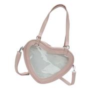 Bolsa cruzada japonesa con ventana transparente para mujer, con forma de corazón, bolsa cruzada para las axilas, bolsa de libro, libro escolar para niñas, c, One Size