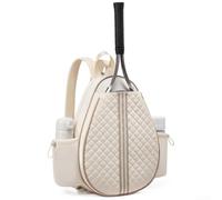 Bolsa cruzada ligera para pickleball que ofrece almacenamiento organizado para remo y pelota, material de poliéster construido para mayor durabilidad y funcionalidad (beige)