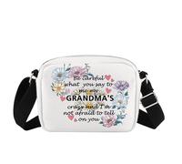 Bolsa cruzada para abuela, regalos de nieto, nieta, nietos, sé cuidadoso lo que dices a mí, bolsa loca