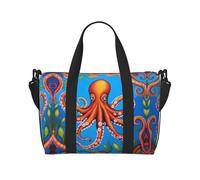 Bolsa cruzada para el gimnasio con estampado de pulpo naranja, ideal para viajes de negocios