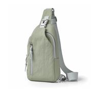 Bolsa cruzada para hombre para viajes diarios, bolsa de pecho de nailon con cremallera, bolsa de mensajero ligera casual para ciclismo y al aire libre (verde frijol)