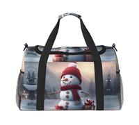 Bolsa cruzada para mujer y hombre, diseño de muñeco de nieve con texto en inglés "Merry Christmas", ideal para yoga, viajes, etc, Negro -, Talla única