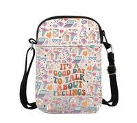 Bolsa cruzada para salud mental, con texto en inglés "It's A Good Day To Talk About Feelings", bolsa de mano para trabajadores sociales, educadores, Feelings Cb, 15*21*2cm