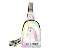 Bolsa cruzada resistente de unicornios mágicos pastel para mujer, para mochila de día, Unicornios mágicos pastel, 1 size