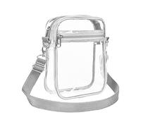 Bolsa cruzada transparente, bolsa de maquillaje impermeable de PVC con correa ajustable para conciertos, trabajo, viajes, deportes, Blanco L, S-L