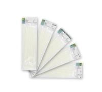 bolsa de 100 bridas blancas 4,8x200 mm de poliamida 66, resistentes y duraderas, ideales para organizar cables y fijar objetos.