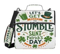 Bolsa de 3 anillos con cremallera para el día de San Patricio Let's Get Ready to Stumble de 1.5 pulgadas con correa para el hombro y asa, organizador de suministros escolares para la escuela/oficina
