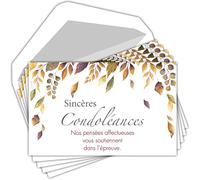 Bolsa de 5 tarjetas de sinceras condolencias. Nuestros pensamientos afectuosos te apoyan en la prueba de hojas de decesto alemán. Fabricado en Francia.