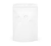 Bolsa de 50 granos de café con válvula de desgasificación unidireccional y cierre de cremallera, 170 x 240 x 40 mm, color blanco (sin ventana)
