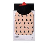 BOLSA DE AGUA CALIENTE 2 L, diseño de gatos negros, ideal para aliviar dolores, calentar la cama y proporcionar confort térmico.