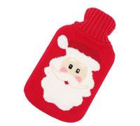 Bolsa de Agua Caliente 2000ml, Funda Tejida Navideña Roja | Retención Térmica y Resistencia al Desgaste, Funda Protectora Incluida, Manos y Pies, Invierno y Escuela