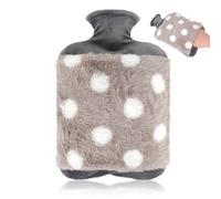Bolsa De Agua Caliente, 2L Grande Hot Water Bottle con Bolsillo De Canguro, Bolsas Agua Caliente Peluche, Bolsa Caliente Menstruación (Gris)