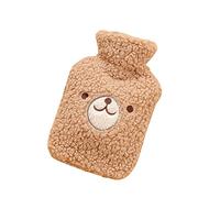 Bolsa de Agua Caliente 500ml/1L, Bolsa de Agua Caliente para Niños, Bolsa Agua Caliente Pequeña, con Funda Patrón Lindo de Felpa, Buen Regalo para La Familia O La Amigo,Café1,1L