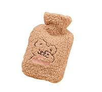 Bolsa de Agua Caliente 500ml/1L, Bolsa de Agua Caliente para Niños, Bolsa Agua Caliente Pequeña, con Funda Patrón Lindo de Felpa, Buen Regalo para La Familia O La Amigo,Café2,1L