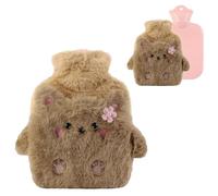 Bolsa de Agua Caliente 500ML Peluche Botellas de Agua Caliente con Tapa, Agua Caliente Bolsa Niñose explosiones Natural Goma Botellas Para Aliviar dolor,Molestias en Cuello y Noches de Insomnio-Oso