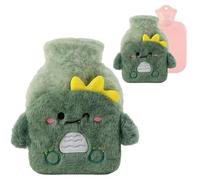 Bolsa de Agua Caliente 500ML Peluche Botellas de Agua Caliente con Tapa, Agua Caliente Bolsa Niñose explosiones Natural Goma Botellas Para Aliviar el dolor, Molestias en Cuello (Dinosaurios)