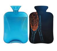 Bolsa de agua caliente abstracta de mano de baloncesto con cubierta esponjosa, botella de baloncesto de gran capacidad, bolsa de agua para noches acogedoras, alivio del dolor, espalda, cuello y